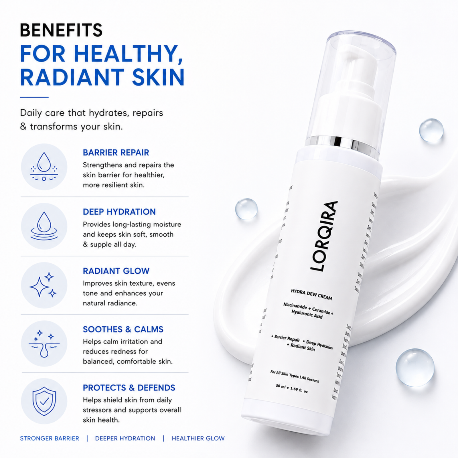 LORQIRA Hydra Dew Cream — Barrier Repair, Deep Hydration & Radiant Skin - Image 3