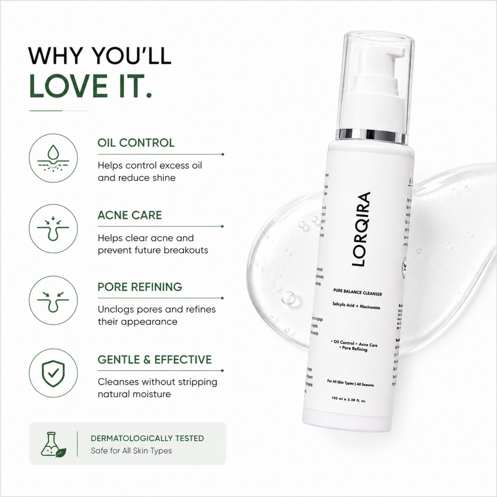 LORQIRA Pure Balance Cleanser — Oil Control, Acne Care & Pore Refining - Image 2