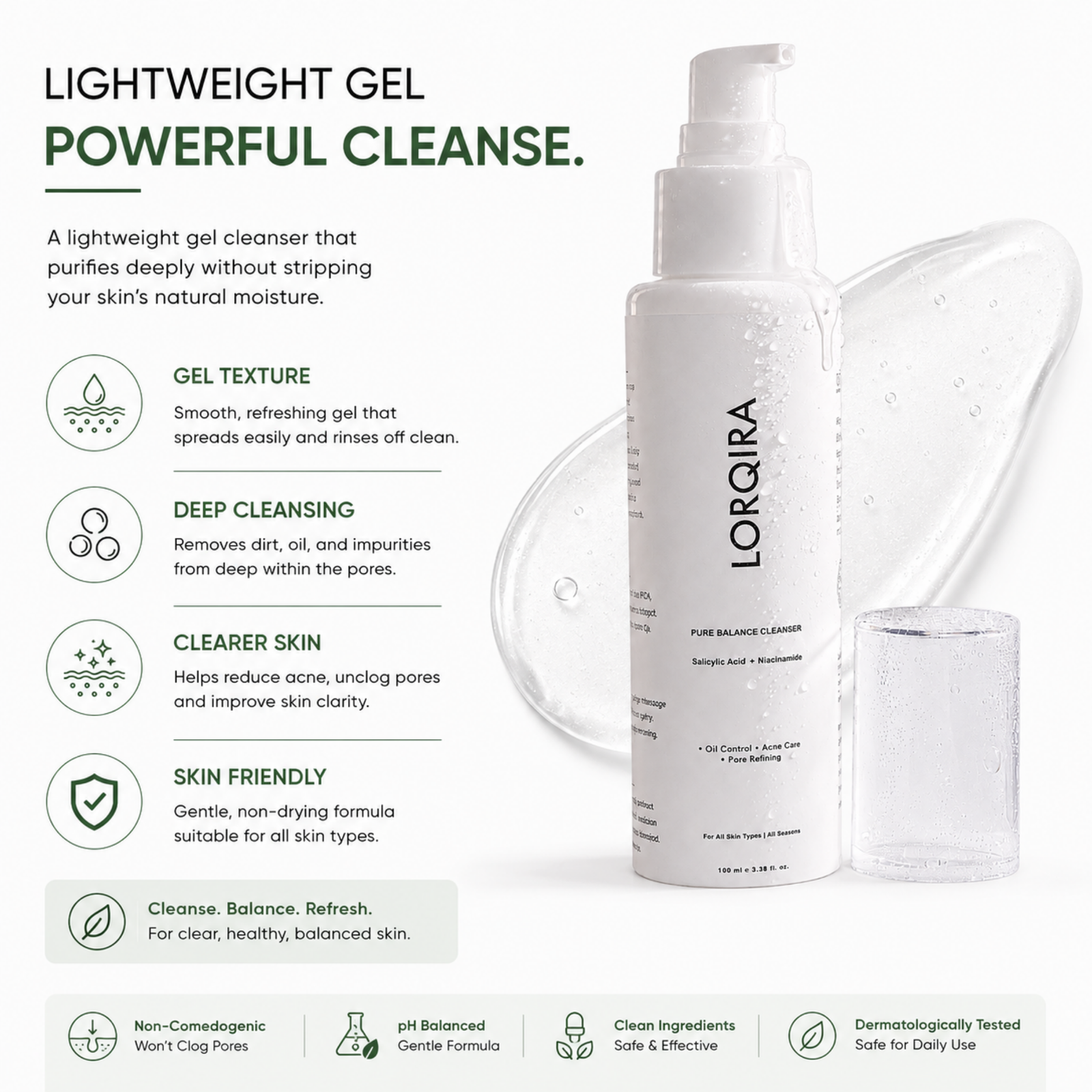 LORQIRA Pure Balance Cleanser — Oil Control, Acne Care & Pore Refining - Image 3